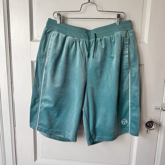 Sergio Tacchini Men's Shorts 2XL Velour Athletic Sovana Aquamarine NWT Tennis - Picture 14 of 14